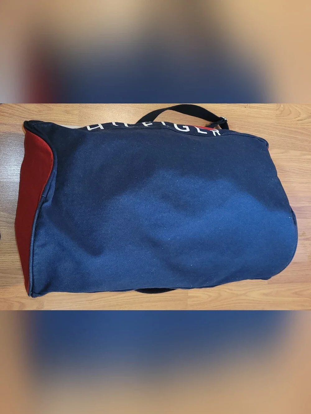 Vintage 90s Tommy Hilfiger Canvas Duffle Bag-Navy Blue/Red/White-Excel Condition